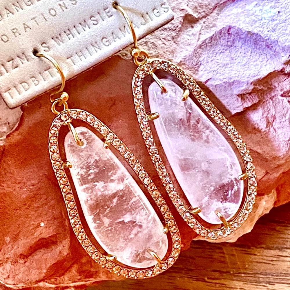 NWT Anthropologie Sohla Moonstone Crystal Earrings - Picture 4 of 14